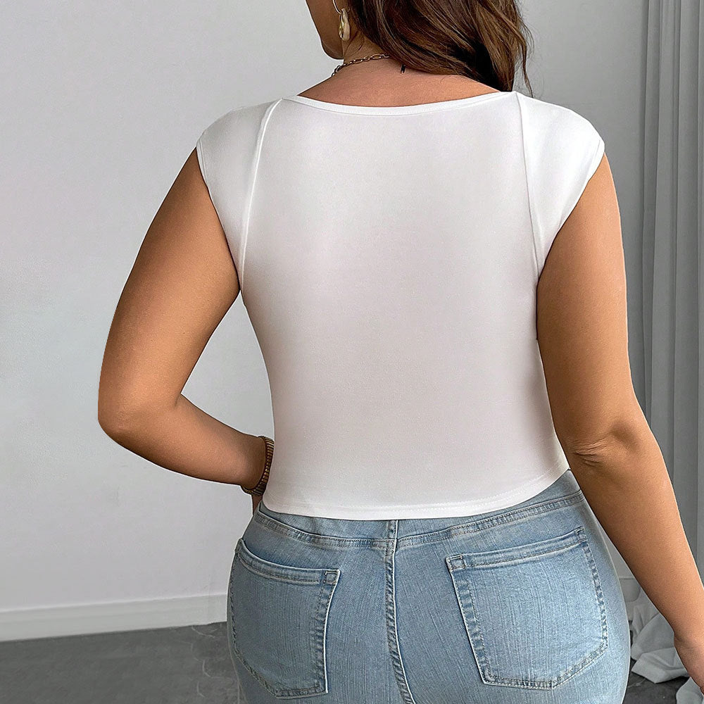 Plus Size Women Simple Sexy Vest Summer Skinny Slimming Sleeveless Top