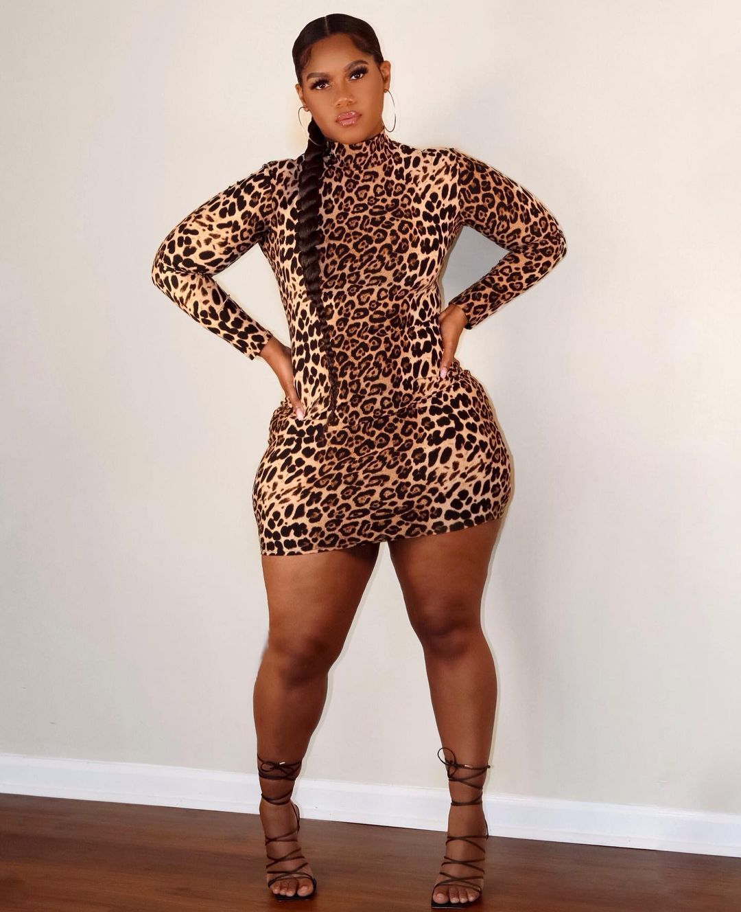 Plus Size Women Clothing Women Clothing New Early Autumn Leopard Print Dress