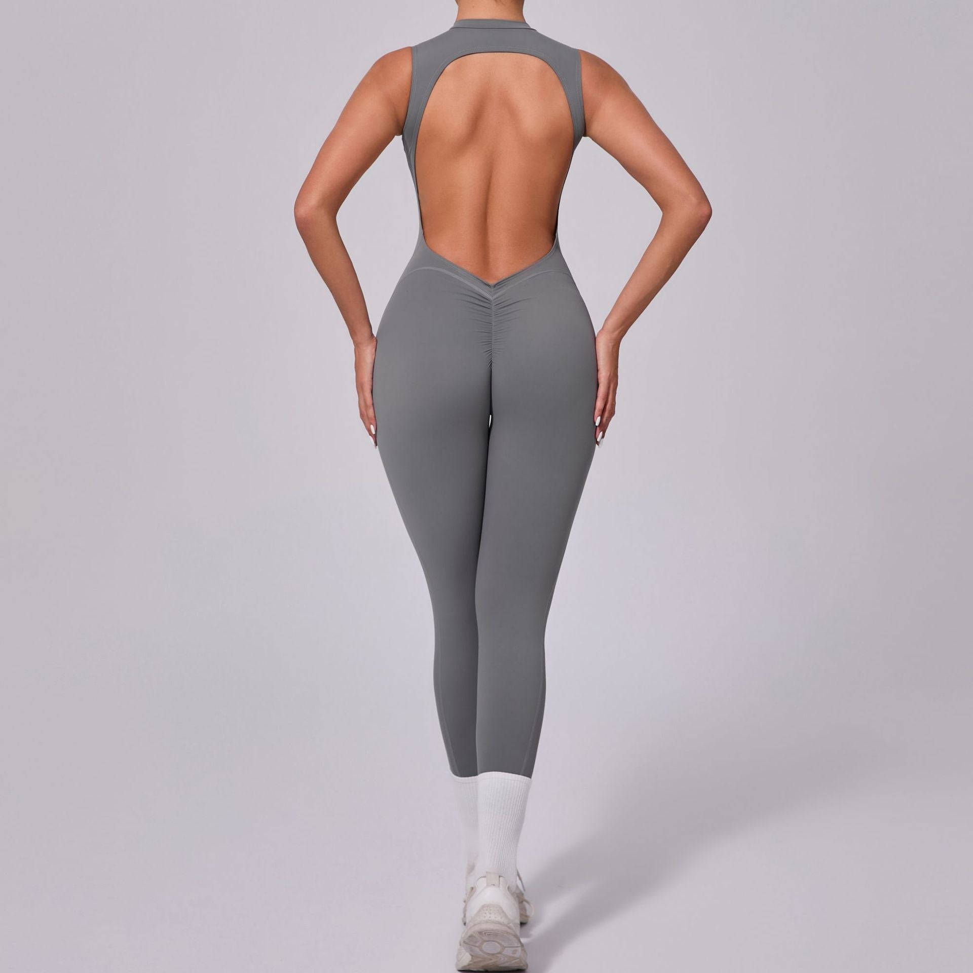 Backless Sleeveless Yoga Jumpsuit Peach Hip Fitness Detachable Chest Pad Sports Jumpsuit