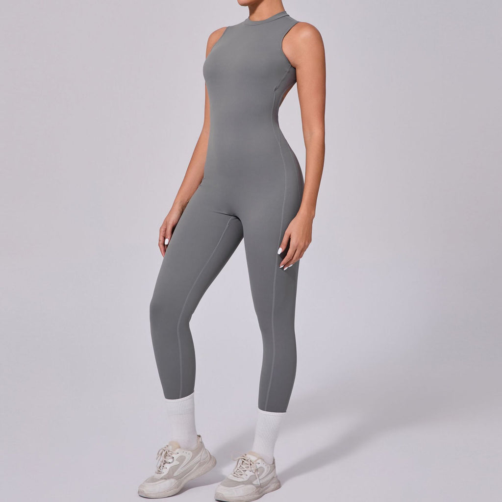 Backless Sleeveless Yoga Jumpsuit Peach Hip Fitness Detachable Chest Pad Sports Jumpsuit