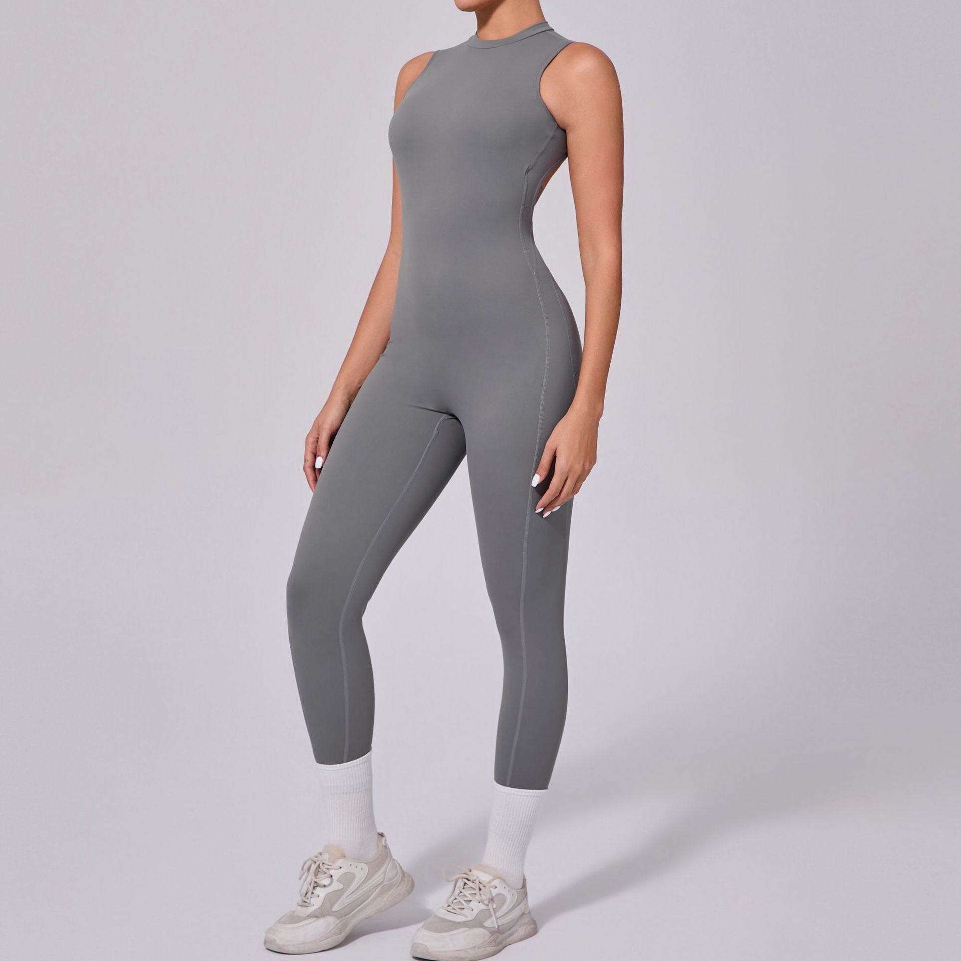 Backless Sleeveless Yoga Jumpsuit Peach Hip Fitness Detachable Chest Pad Sports Jumpsuit