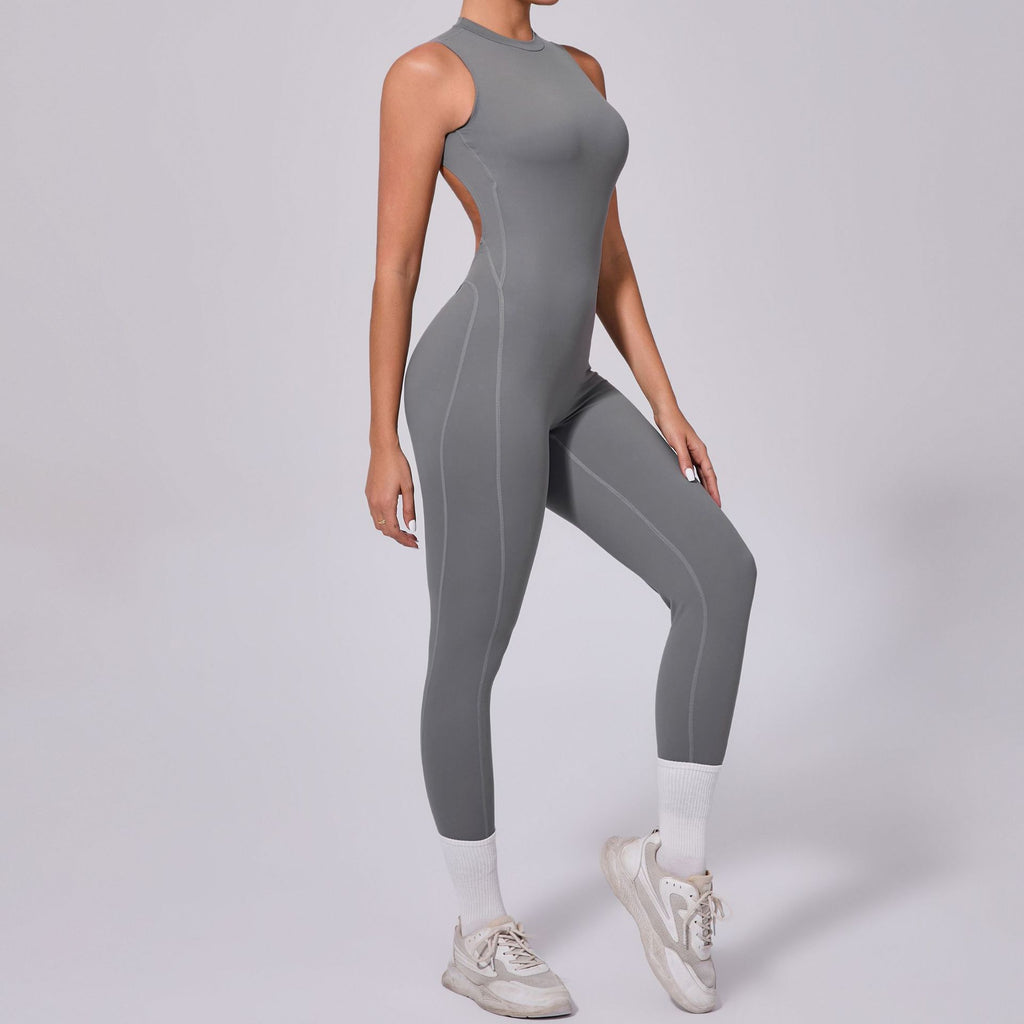 Backless Sleeveless Yoga Jumpsuit Peach Hip Fitness Detachable Chest Pad Sports Jumpsuit