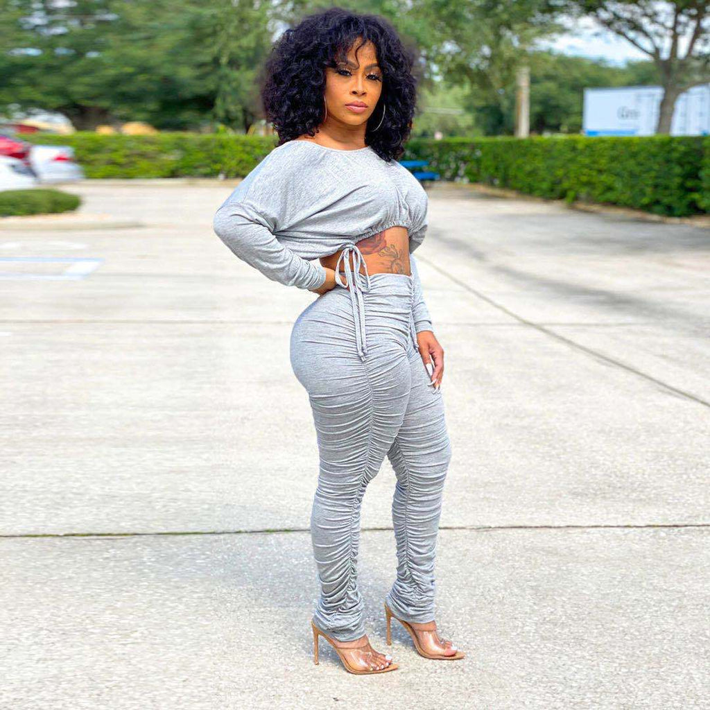 Plus Size Spring Summer Women Clothing Autumn Crew Neck Casual Home Cute two piece set