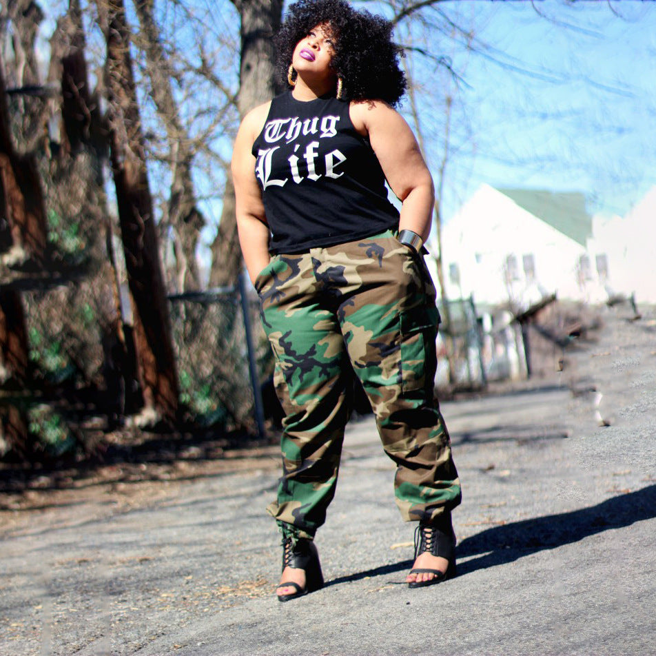 Plus Size Street Casual Heavy Industry Fans Color Printing Pants