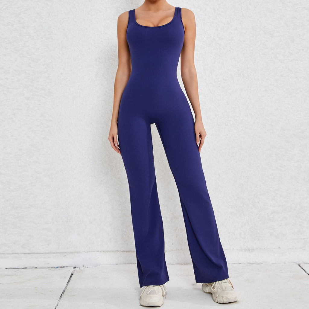 Autumn Sand Hollow Out Cutout Beauty Back One Piece Peach Hip Lifting Sport Workout Clothes Micro Pull Yoga Jumpsuit Jumpsuit
