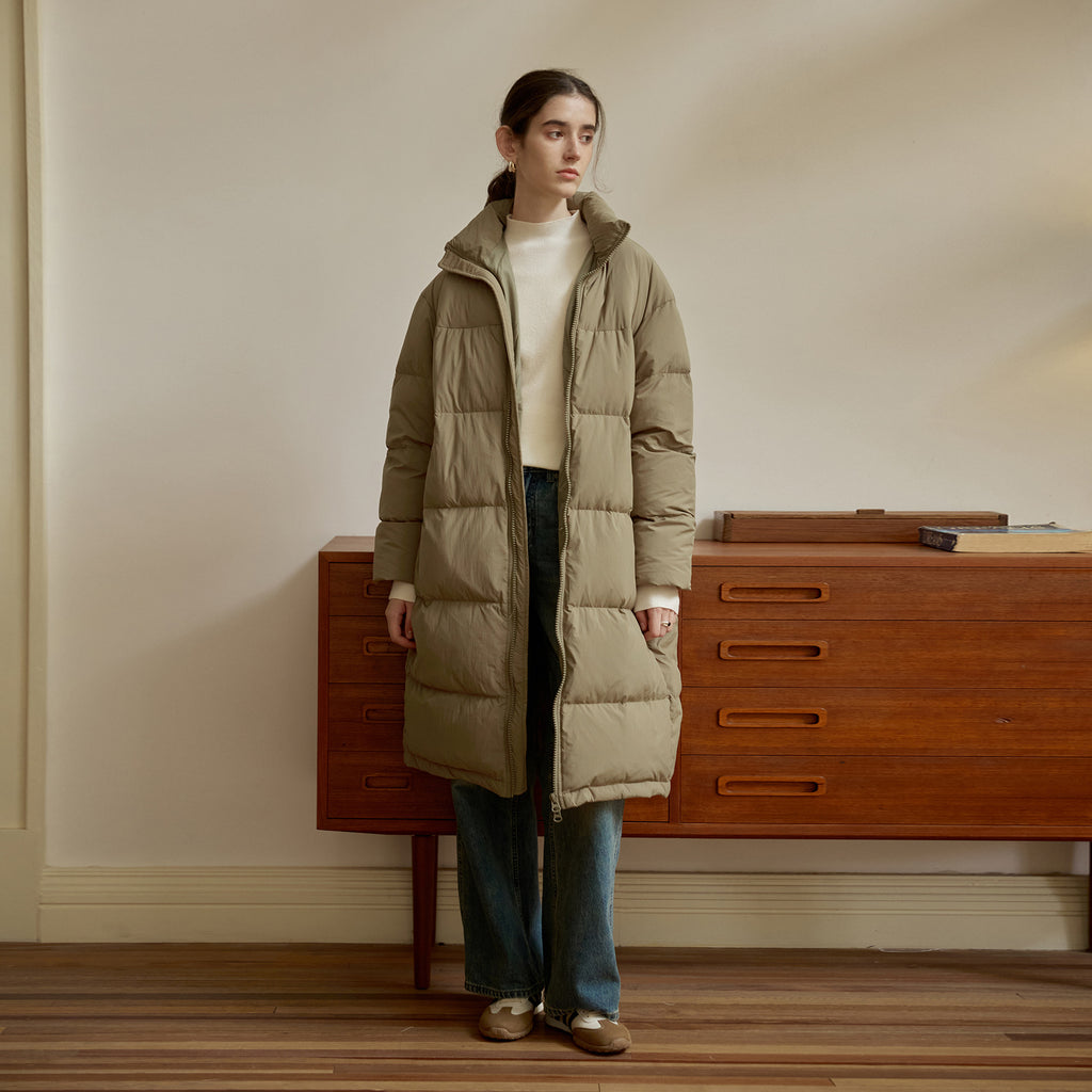 Zipper Snap on Half Turtleneck down Jacket Women Winter Warm Long Windproof Coat Three Dimensional Pocket Bread Coat