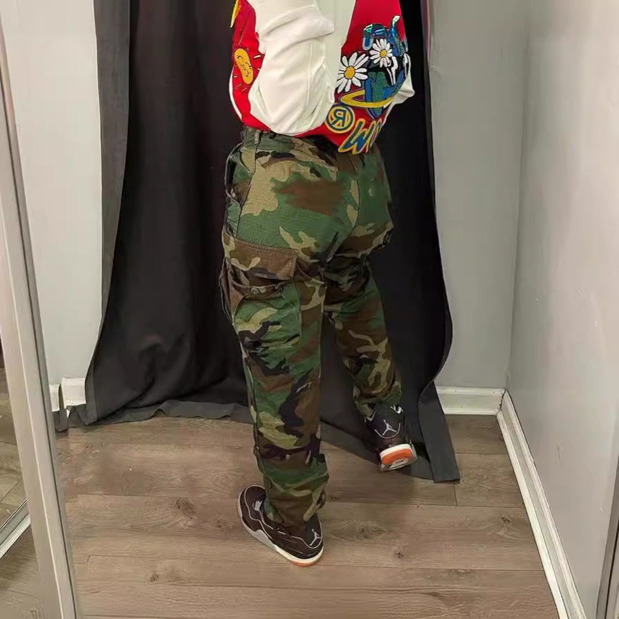 Plus Size Street Casual Heavy Industry Fans Color Printing Pants