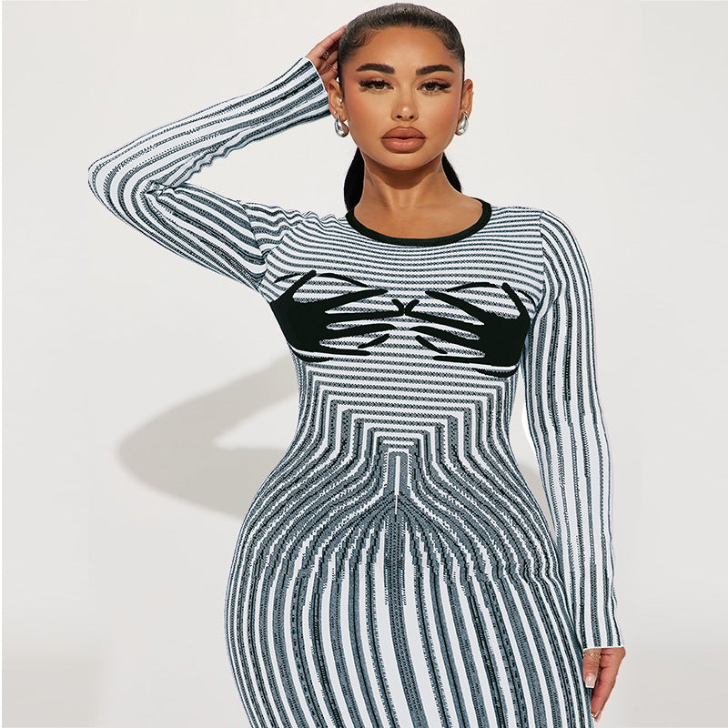 Plus Size Women round Neck Split Long Sleeve Dress Source