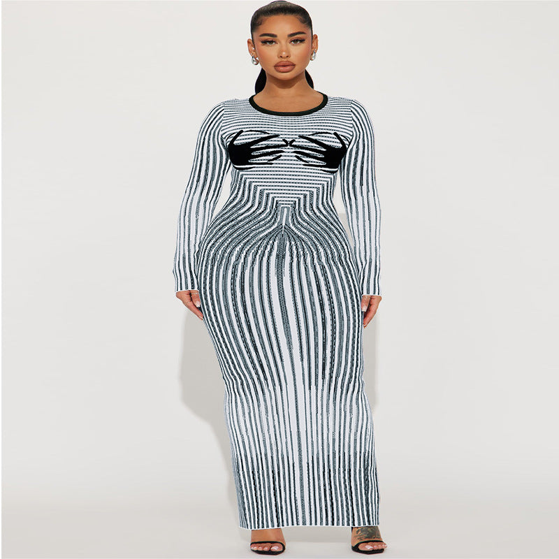 Plus Size Women round Neck Split Long Sleeve Dress Source