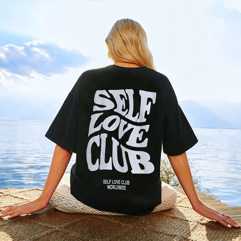 Fast Casual Black T Shirt Simple Round Neck Short Sleeve Women Top Loose Printed