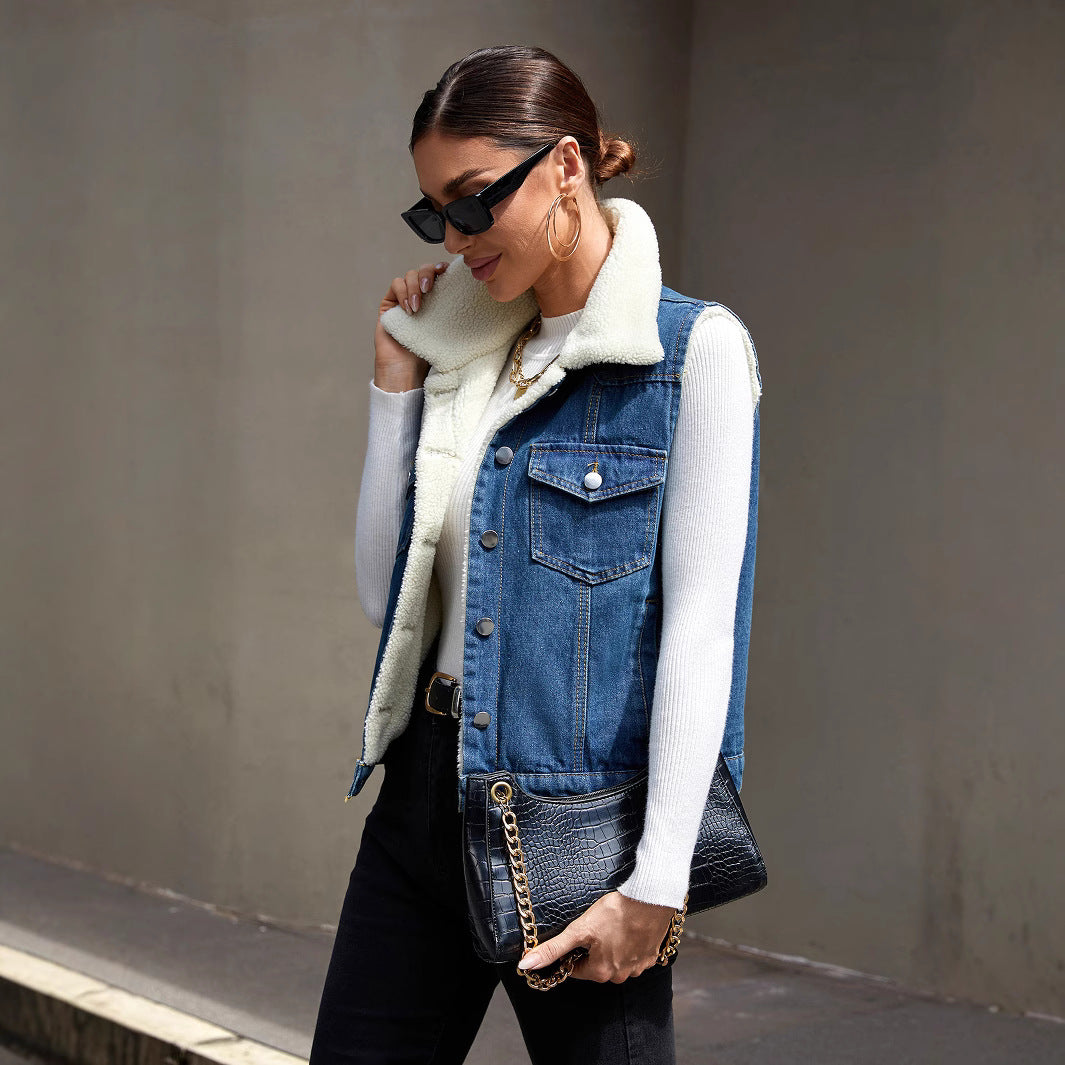 Denim Waistcoat Vest Sleeveless Denim Jacket Denim Jacket 0Women