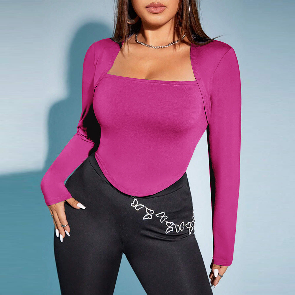 Plus Size Women Clothes Autumn Winter Trend Slim Fit Sexy Sexy Long Sleeved T Shirt Top